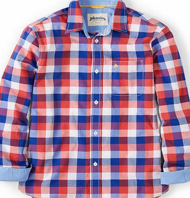 Johnnie  b Laundered Shirt Red Blue Gingham Johnnie b, Red