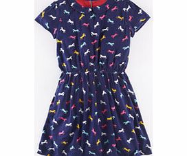 Johnnie  b Printed Tea Dress, Navy Horses,Marine Winter