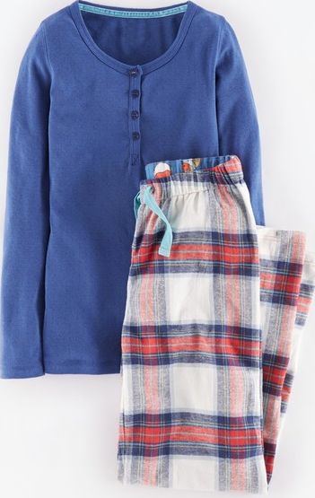 Johnnie  b Pyjama Set Soft Navy/Hot Coral Check Johnnie b,