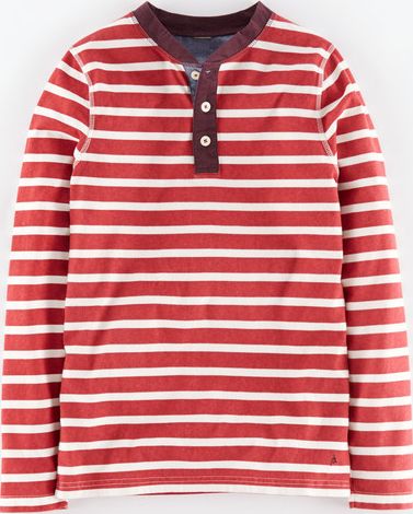 Johnnie  b Striped Henley Red/Ecru Johnnie b, Red/Ecru