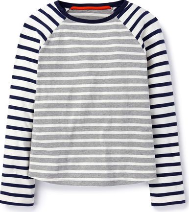 Johnnie  b, 1669[^]35171917 Stripy Baseball Top Grey Johnnie b, Grey 35171917