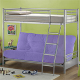 Joseph Furniture Joseph Futon Metal Bunk - Clearance Product in Silver finish with Double Futon mattress in Lilac