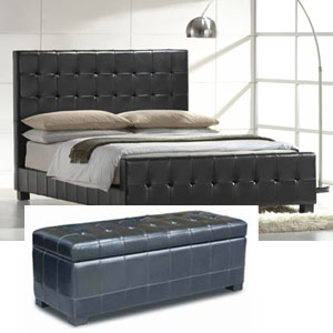 Mondo 4FT 6` Double Leather Bedstead