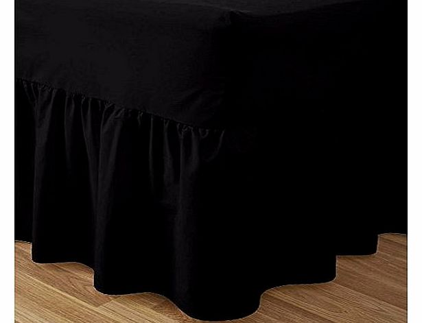 JOYSLEEP Love2Sleep 50:50 POLY COTTON : COTTON RICH QUALITY BLACK VALANCE SHEET - SINGLE BED SIZE