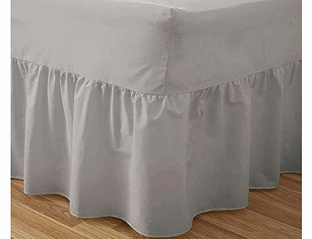 JOYSLEEP Love2Sleep 50:50 POLY COTTON : COTTON RICH QUALITY GREY VALANCE SHEET - DOUBLE BED SIZE