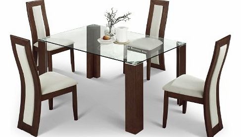 Julian Bowen Mistral Glass Top Dining Table, Walnut