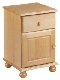 Pine Bedside Chest- 1 Drawer 1 Door