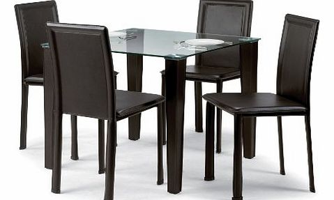 Julian Bowen Quattro Glass Top Dining Table, Dark Brown