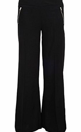 Juliets Kiss Womens Crepe Zip Wide Leg Trousers Ladies (8 - Black)