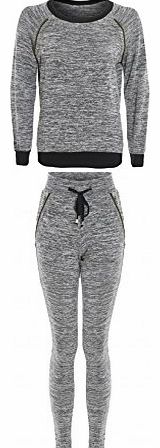 Juliets Kiss Womens Grey Marl Studded Jumper / Jogger Tracksuit Set Ladies