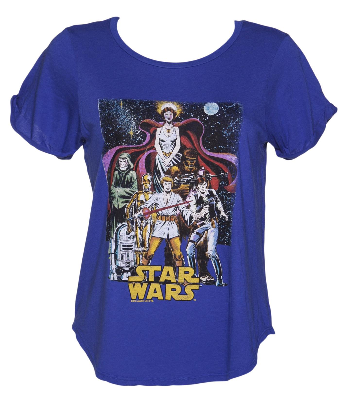 Ladies Blue Star Wars Cast Scoop Neck Oversized