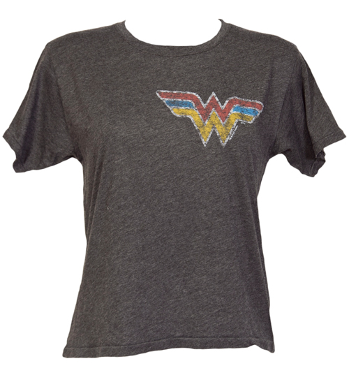 Ladies Wonder Woman Back Print Oversized Cropped