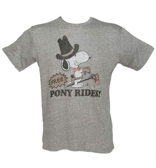 Mens Grey Triblend Snoopy Free Pony Rides