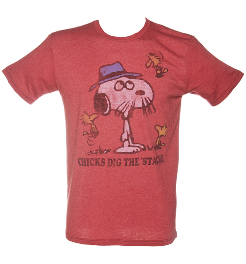 Mens Snoopy Chicks Dig The Stashe Black