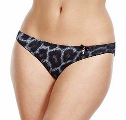 Grey leopard print Brazilian briefs