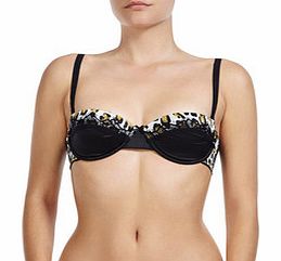 Leopard print and lace balconette bra