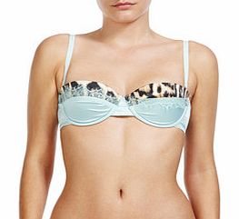 Mint green leopard print balconette bra