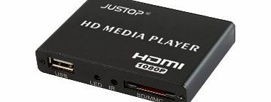 JUSTOP HD Media Box Player Full HD 1080P HDMI Out, 5.1 Surround Sound Out - Play Movies / Music / Photos / Files directly on your TV