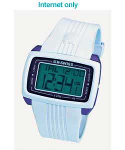 K-Swiss Gents White Strap Digital Watch