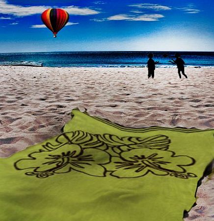 K2 Luxury Large Egypitian Cotton Beach / Swim Towel. Super Soft, Versatile Towel in Olive with a Floral Design