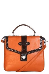 Contrast Patent Studded Trim Bag