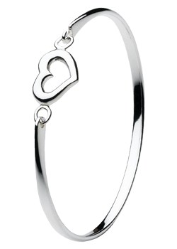 Silver Simple Heart Bangle 7929HP