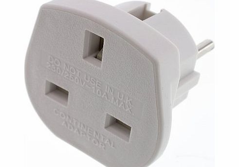 Kit UK 3-Pin to Euro 2-Pin Mains Adapter / Travel Plug - White