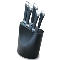 Kitchen Devils 5-Piece Knife Block with Soft Grip Handle