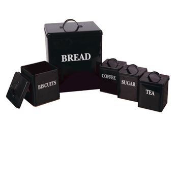 Kitchen Storage Tin Set in Black - Return