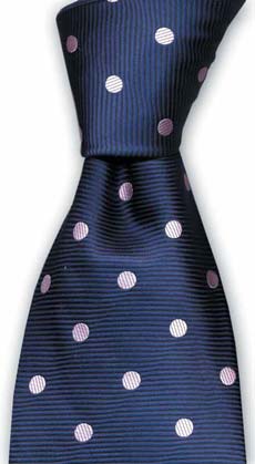 Navy Blue/Pink Polka Dot Silk Tie by