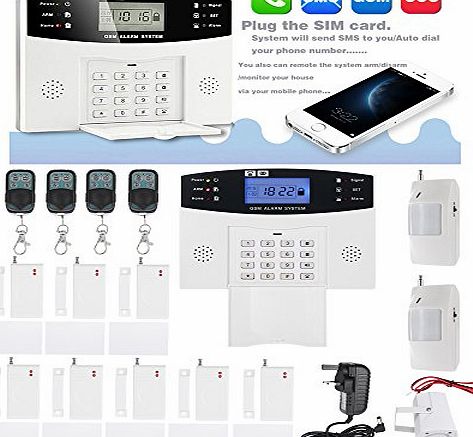 KKmoon Burglar Alarm system LCD Security Wireless GSM PIR Auto Sensor Motion Detector Home Security Alarm Kits Door/Window Gap Detector