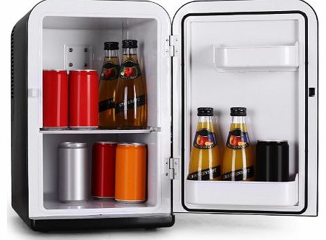 Bella Taverna Cool Box Mini Fridge (12V Car Adapter, 15L Capacity & Retro Design) - Black