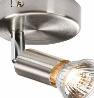 Knightsbridge SPGU1BC GU10 50 Watt 1 x Halogen Brushed Chrome Spot Light on Circular Base with Lamp