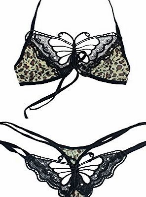 Kobwa TM) Two Piece Womens Sexy Leopard Bra Lingerie Sleepwear With Kobwas Keyring