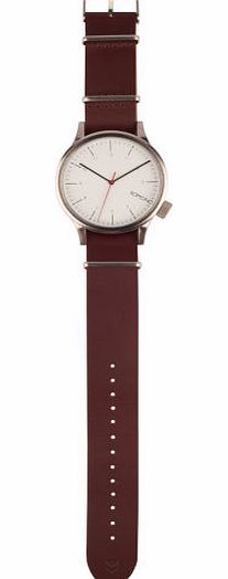 Komono Mens Komono Magnus Watch - Silver Burgundy