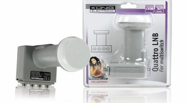 Konig 0.6 DB LNB Quattro Low Noise Satellite