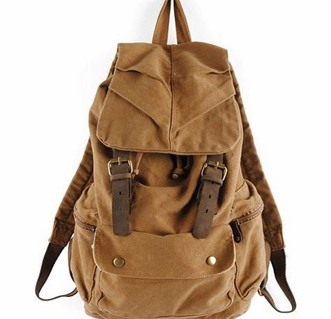 Koolertron Vintage Canvas Leather Hiking Travel Military Backpack Messenger Tote Bag Video Portable Carry Case for Sony Canon Nikon Olympus DSLR ipad 2 ipad 3 mini ipad Google NEXUS 10 SamSung Galaxy