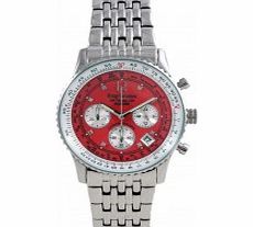 Krug Baumen Air Traveller Red Dial Stainless