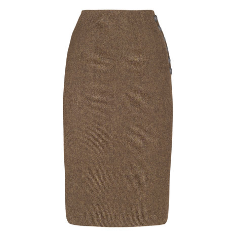 L.K. Bennett Freida Wool Twill Pencil Skirt Colour Aubergine