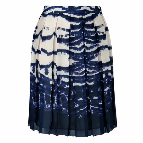 L.K. Bennett Silver Pleat A-line Skirt Colour Navy