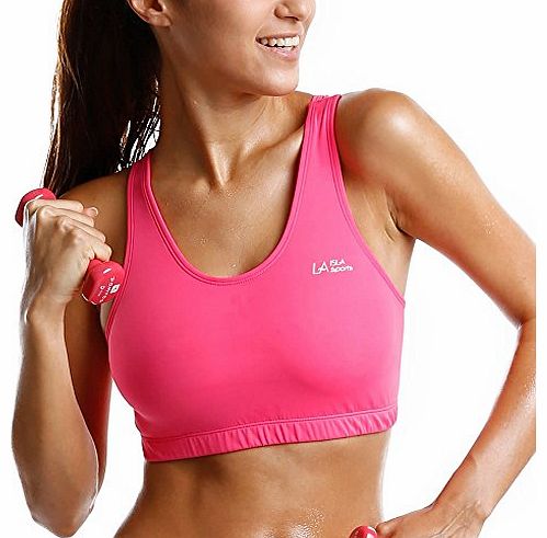 La Isla  Womens High Impact Control Racer Back Sports Bra Top Pink M