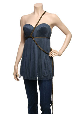 La Petite Salope Blue Net and Tie Bustier by La Petite Salope