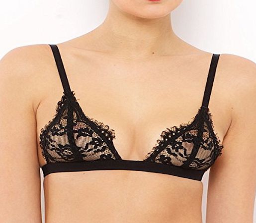 La Redoute R Edition Womens Lace Triangle Bra Black Size 8