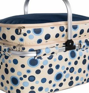 La Roca 4 Person Fabric Basket Picnic Hamper Blue Dot