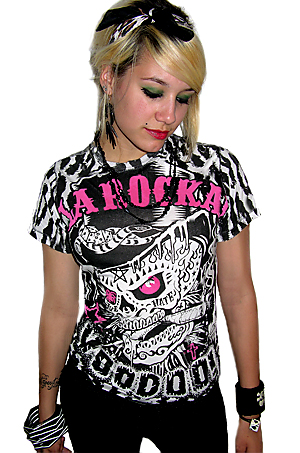 La Rocka Clothing Vince Ray Black and#39;Nand39; White Girls T Shirt