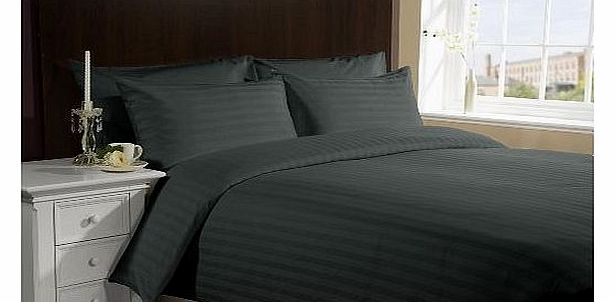 300 TC Egyptian cotton Duvet Set Italian Finish Stripe (UK Double , Elephant Grey )