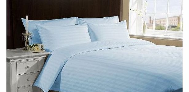 400 TC Egyptian cotton Flat Sheet Italian Finish Stripe (UK Double , Sky BLue )