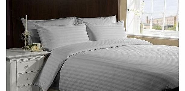 800 TC Egyptian cotton Duvet Cover Italian Finish Stripe ( Small Double , Silver Grey )