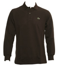 Dark Brown Long Sleeve Pique Polo Shirt