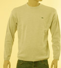 Mens Beige Round Neck Wool Mix Sweater